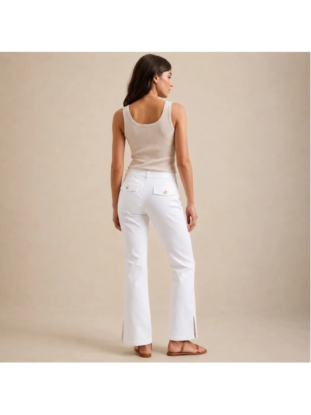 Banana Republic Martin Fit White Side Slit Pants Sz 10 Short NWT